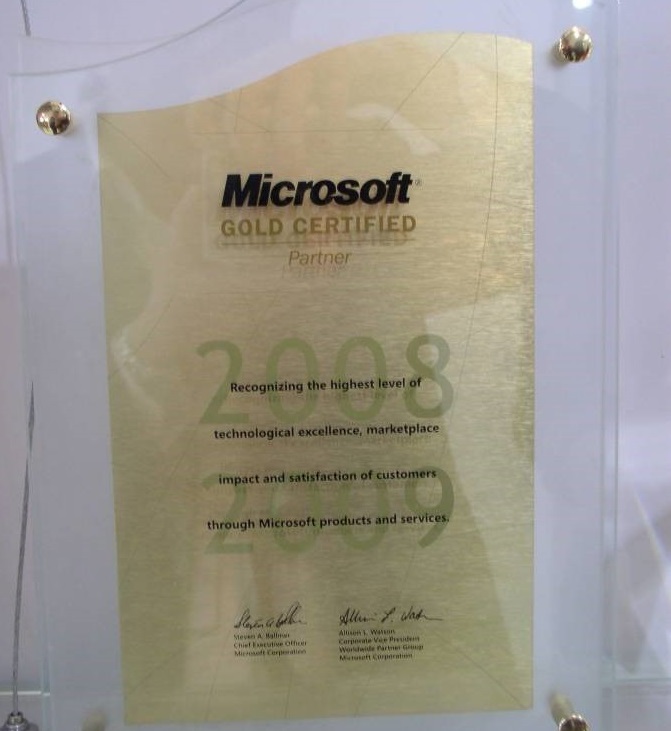 荣膺微软“年度金牌认证合作伙伴”